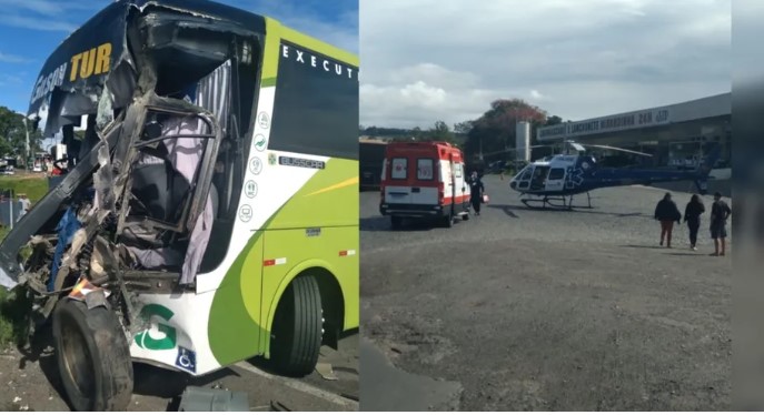 URGENTE: Motorista fica preso às ferragens de ônibus após grave acidente na região