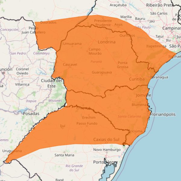 Inmet emite alerta laranja de tempestade para todo o Paraná até segunda (18)