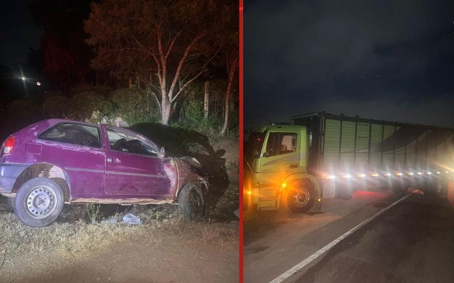 Idoso sem habilitação causa colisão entre carro e caminhão na PRC-487, em Ivaí