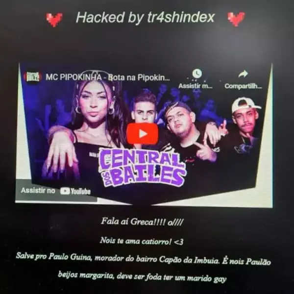 Hackers inserem clipe da MC Pipokinha em site oficial de prefeitura