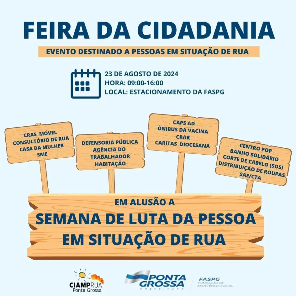 PG recebe feira da cidadania para pessoas em situação de rua