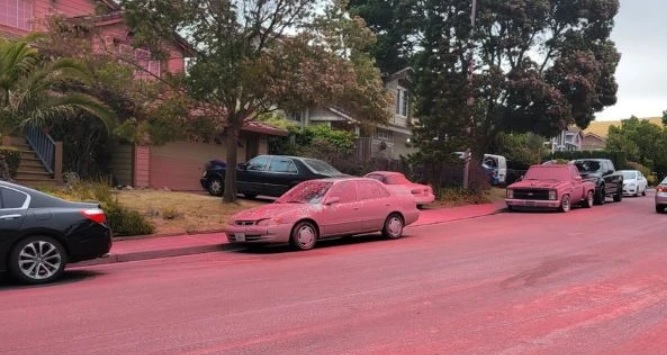 Pó para combater incêndios deixa Los Angeles com a cor rosa