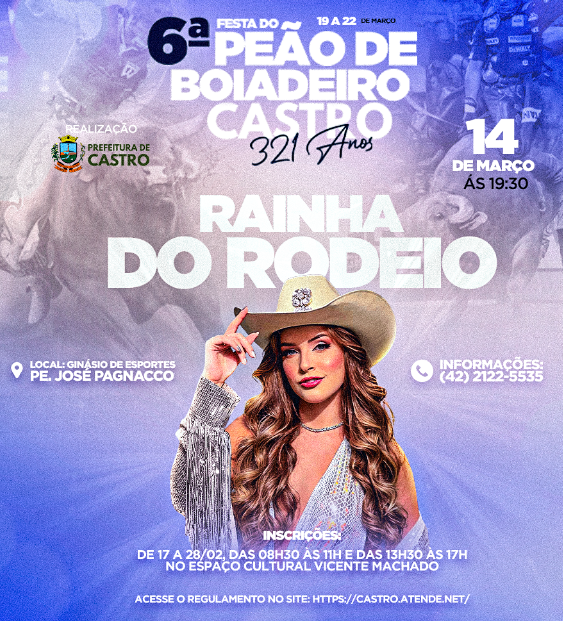 Castro anuncia abertura de inscrições para a Rainha do Rodeio