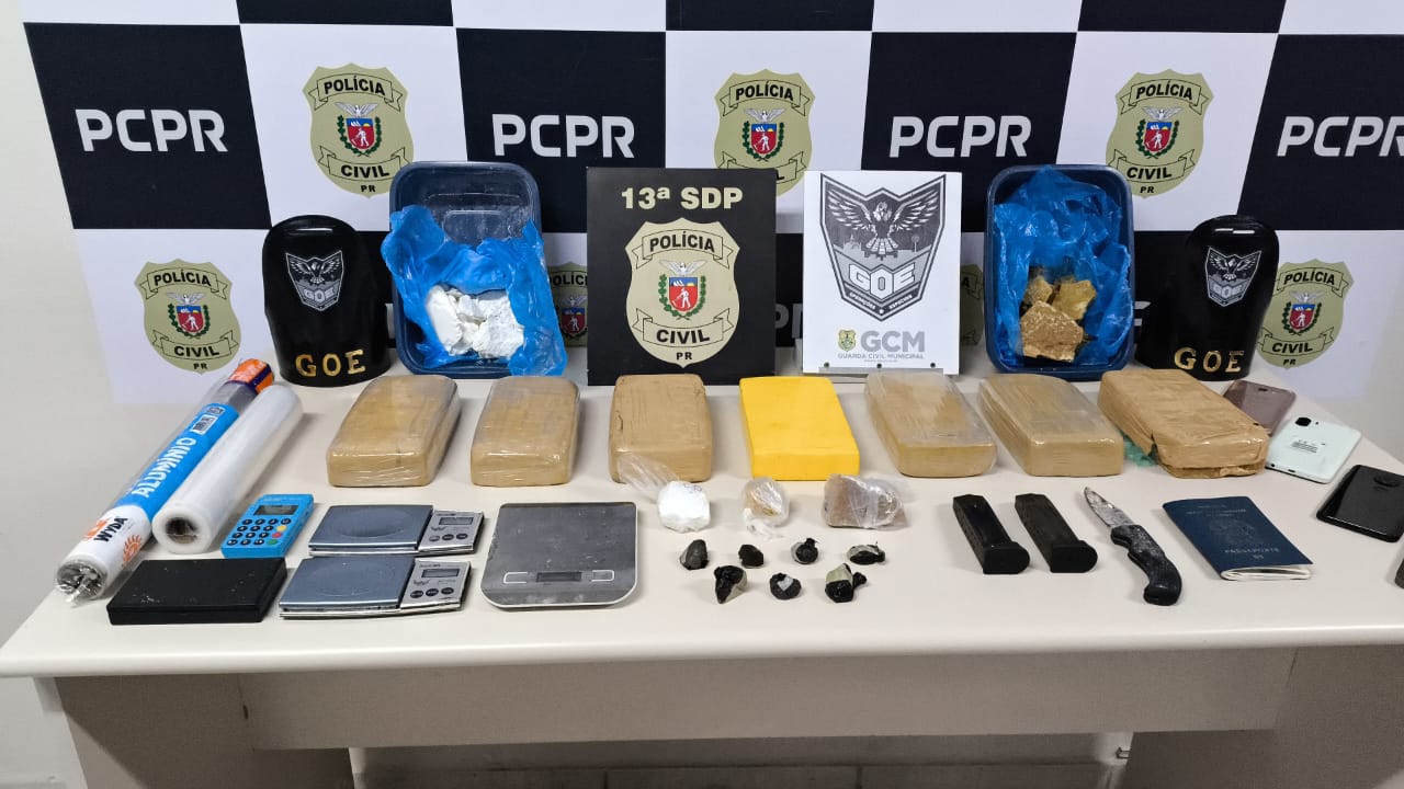 Ação conjunta entre forças de segurança resulta na apreensão de 9 quilos de crack e cocaína em PG