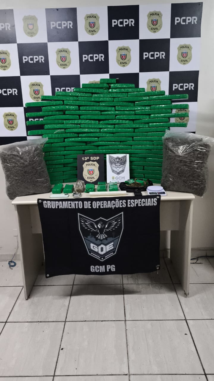 VÍDEO: Polícia prende homem que “guardava” droga e apreende 100 quilos de maconha em PG