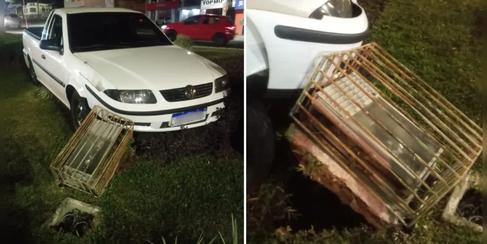 Motorista embriagado colide contra refletor na rotatória da Rodoviária de PG