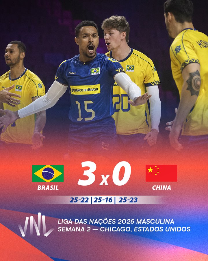 Seleção brasileira masculina assume a liderança da Liga das Nações de Vôlei 