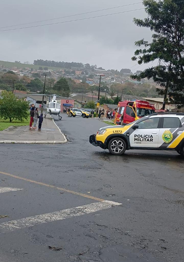 Helicóptero do Samu atua em situação de agressão com arma branca no Colônia Dona Luiza