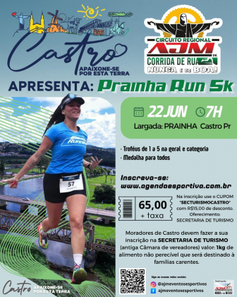 ESPORTE E TURISMO: ‘Prainha Run 5k’ tem inscrições gratuitas para moradores de Castro