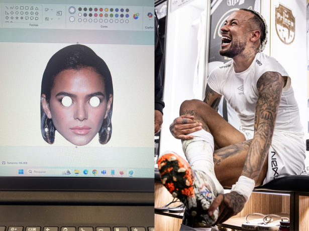 Torcida do Sport confecciona máscaras de Marquezine para provocar Neymar em duelo contra o Santos