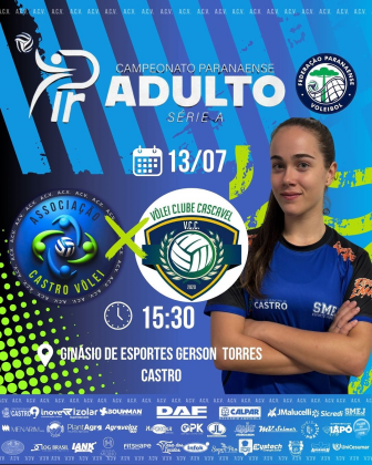 Castro enfrenta o Cascavel no Paranaense de Vôlei Série A, neste domingo (13)