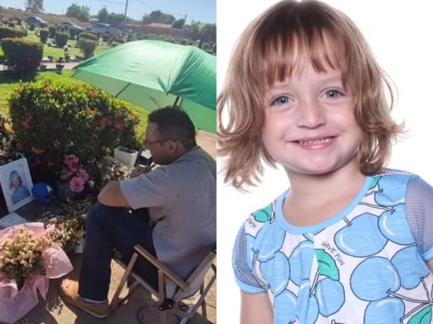 Viralizou: Pai de menina que morreu após acidente em escola passa Dia dos Pais em túmulo de filha