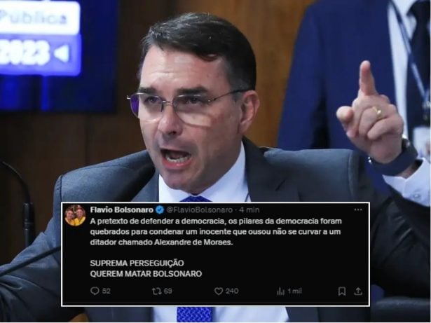 Senador Flávio Bolsonaro critica decisão do STF em condenar seu pai, Jair Bolsonaro