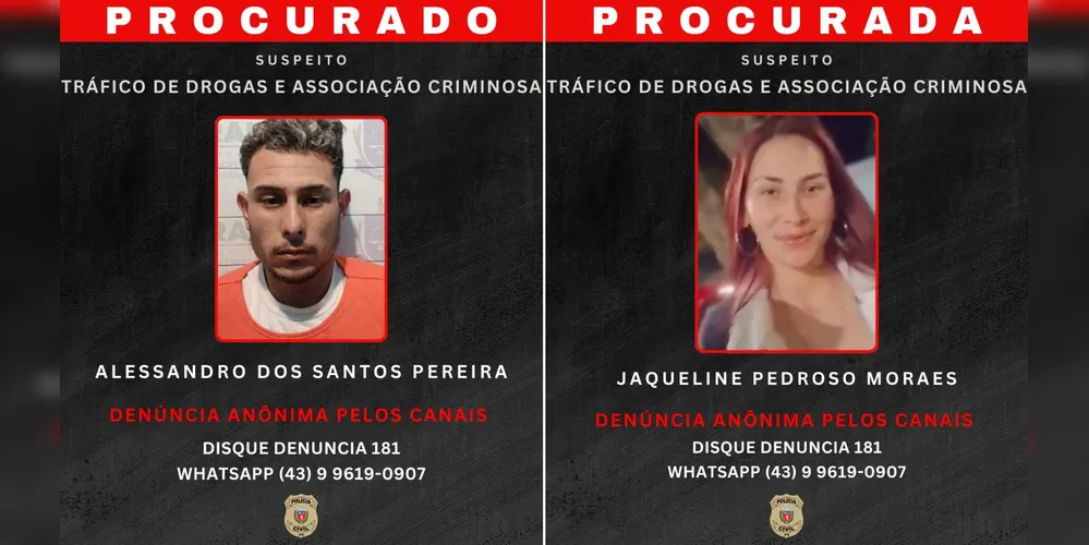 Polícia Civil apreende adolescente e divulga retratos de foragidos que integram o mesmo grupo criminoso nos Campos Gerais 