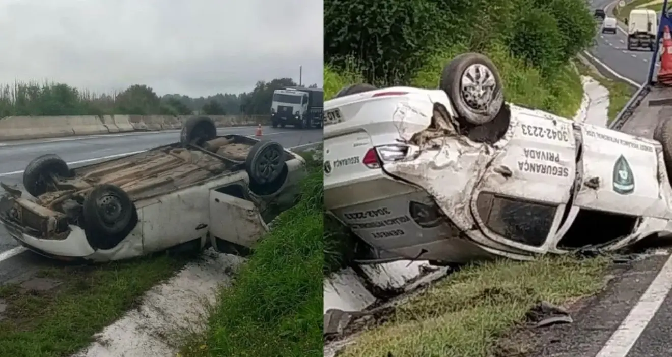 Motorista fica ferido após capotar na PR-151, entre Castro e Carambeí 
