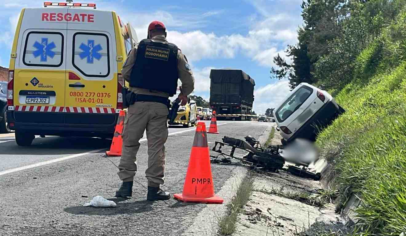 Motociclista morre após ser esmagado por carro no Contorno Norte