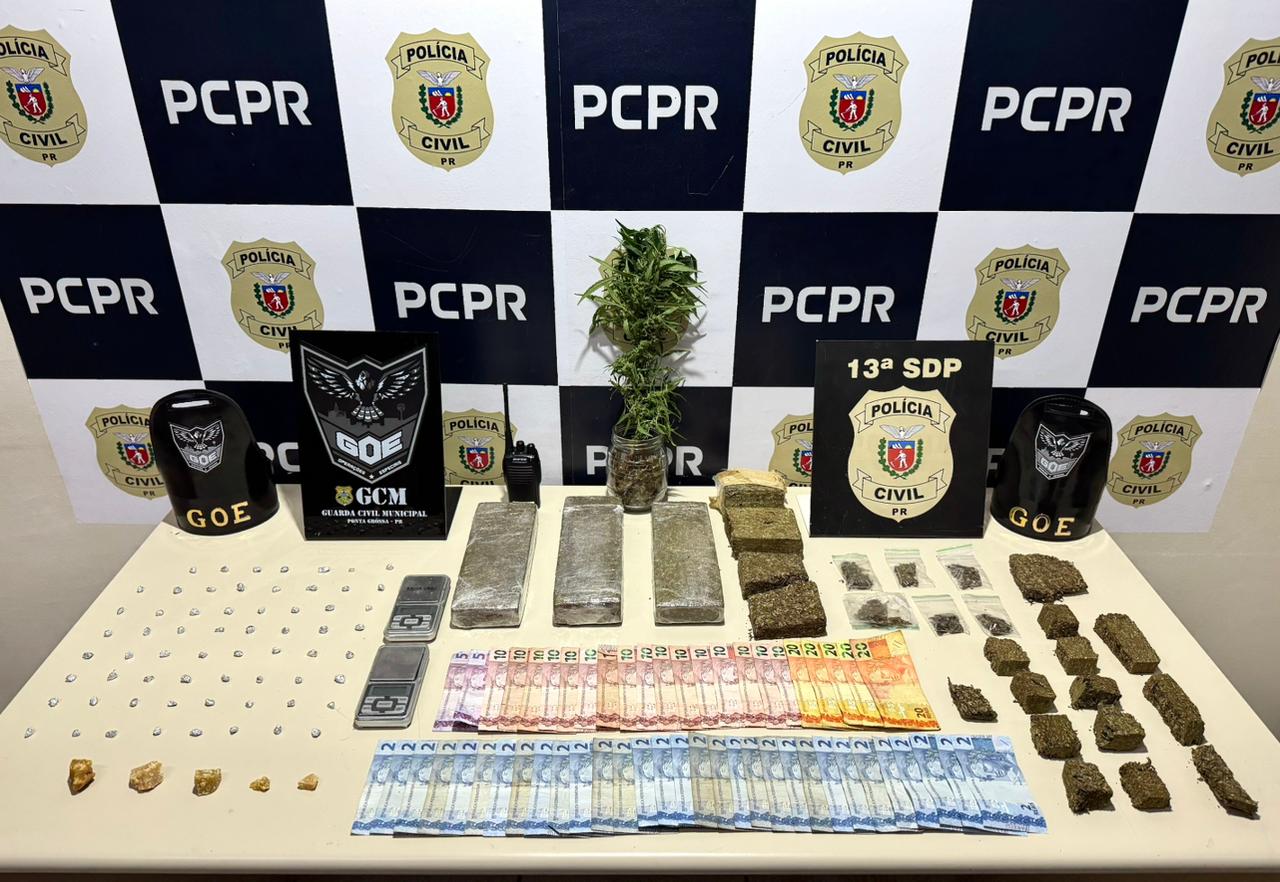 Casal é preso por tráfico de drogas em operação conjunta da PCPR e GCM em Ponta Grossa