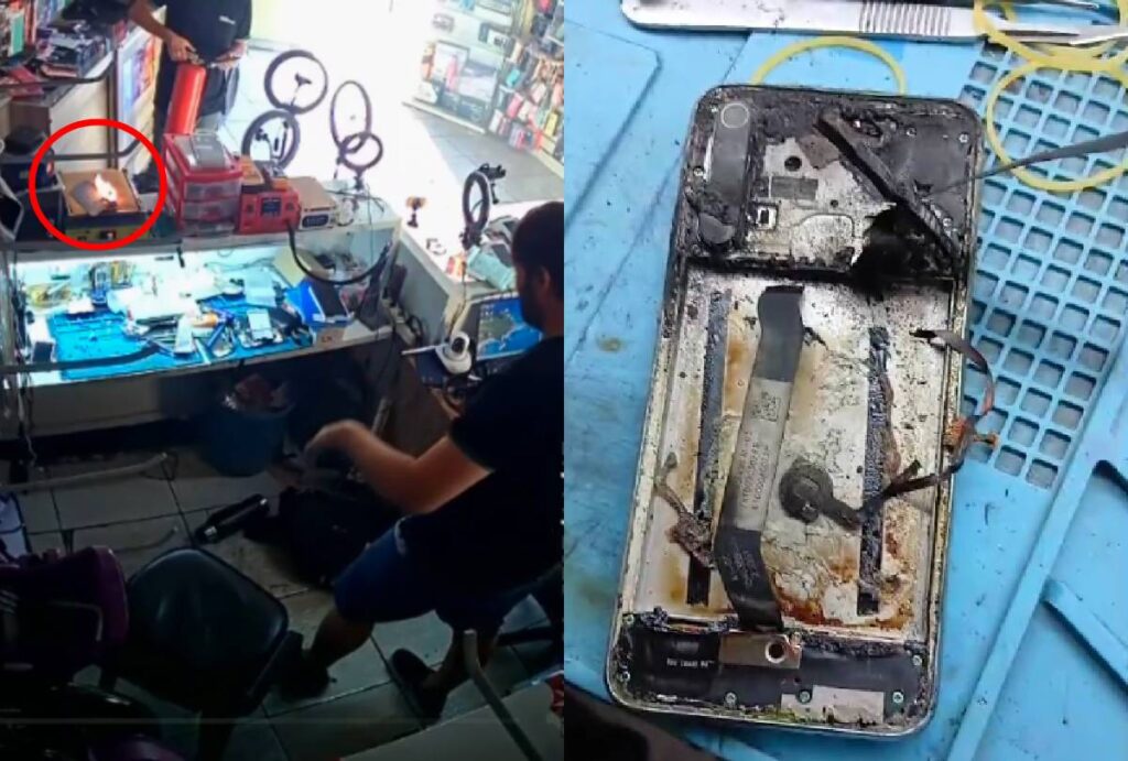 Vídeo mostra momento em que celular explode durante conserto no Paraná