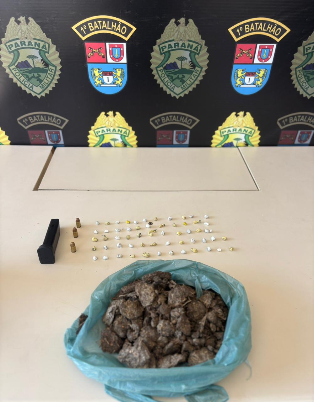 Polícia apreende crack, maconha e munições com suspeito em Ponta Grossa