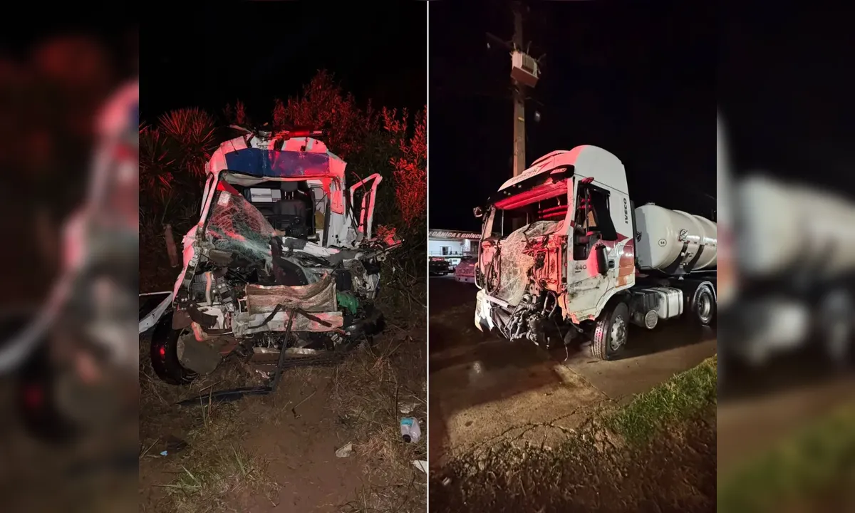 Acidente entre van e caminhão deixa dois mortos e um ferido grave na PR-466