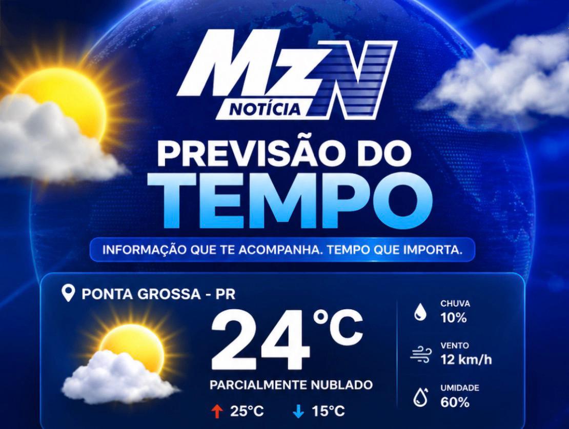 Semana começa com tempo firme e temperaturas de até 25°C em Ponta Grossa e região