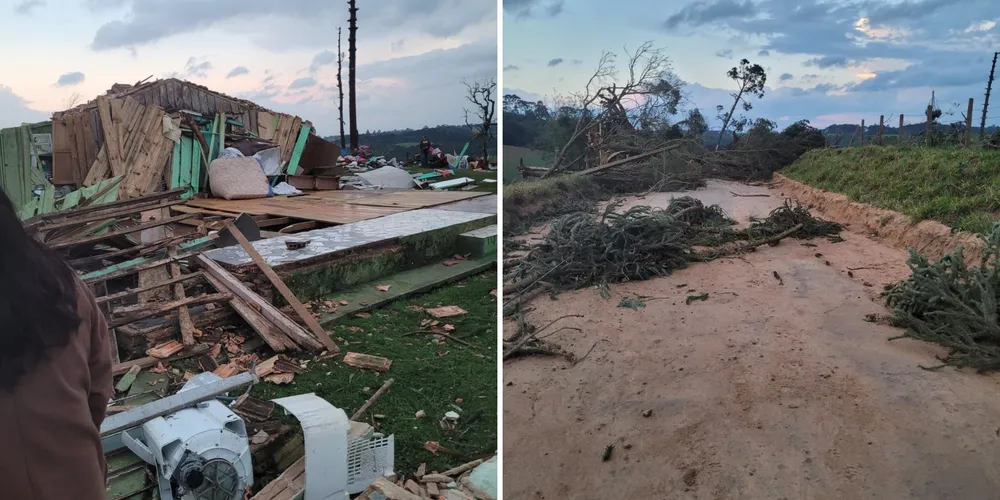 Alerta da Defesa Civil previa fortes chuvas e temporais; Piraí do Sul é atingida por tornado e registra grande destruição