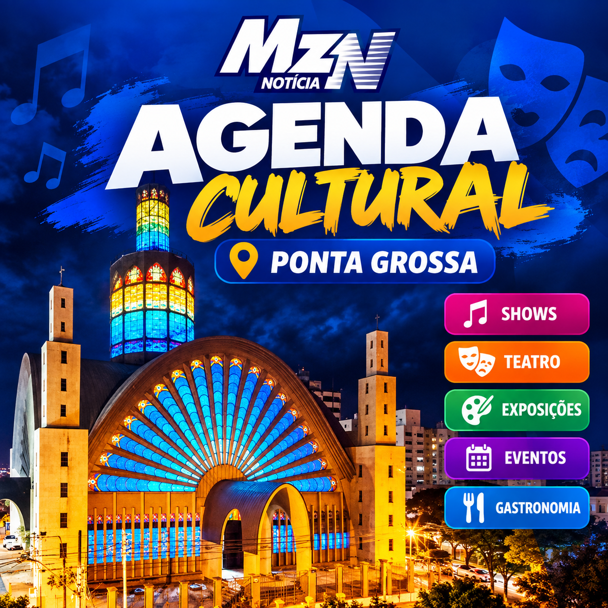 Agenda cultural de Ponta Grossa reúne música, teatro, exposições e atrações neste fim de semana
