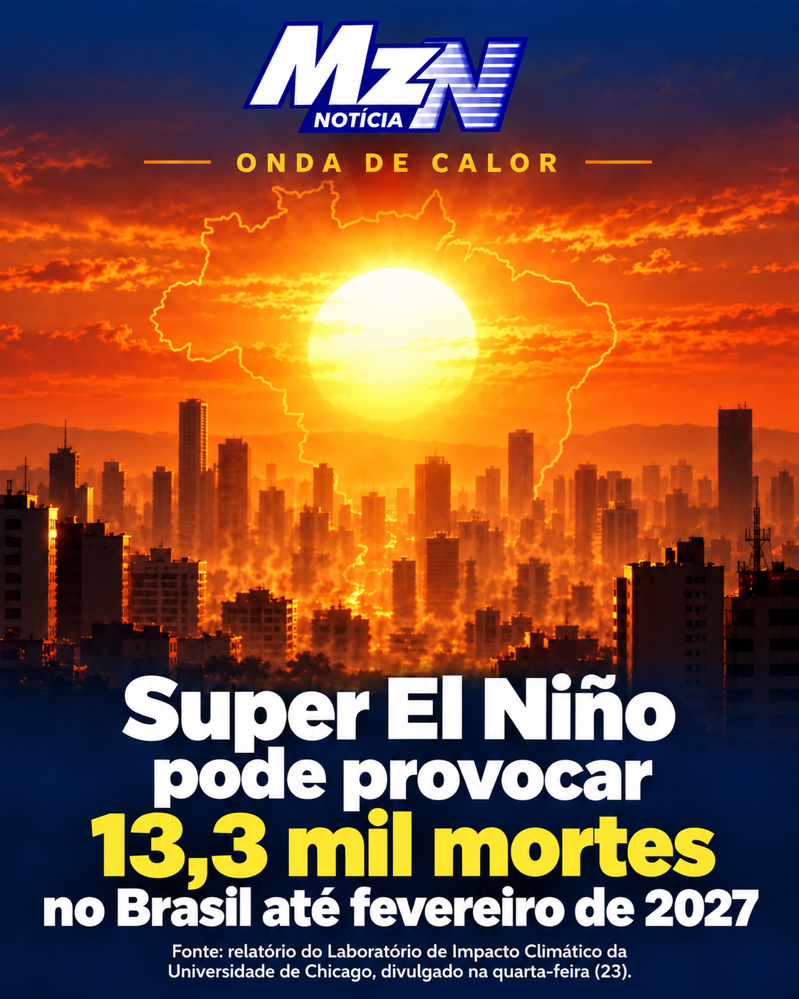 Super El Niño pode provocar 13,3 mil mortes no Brasil até fevereiro de 2027