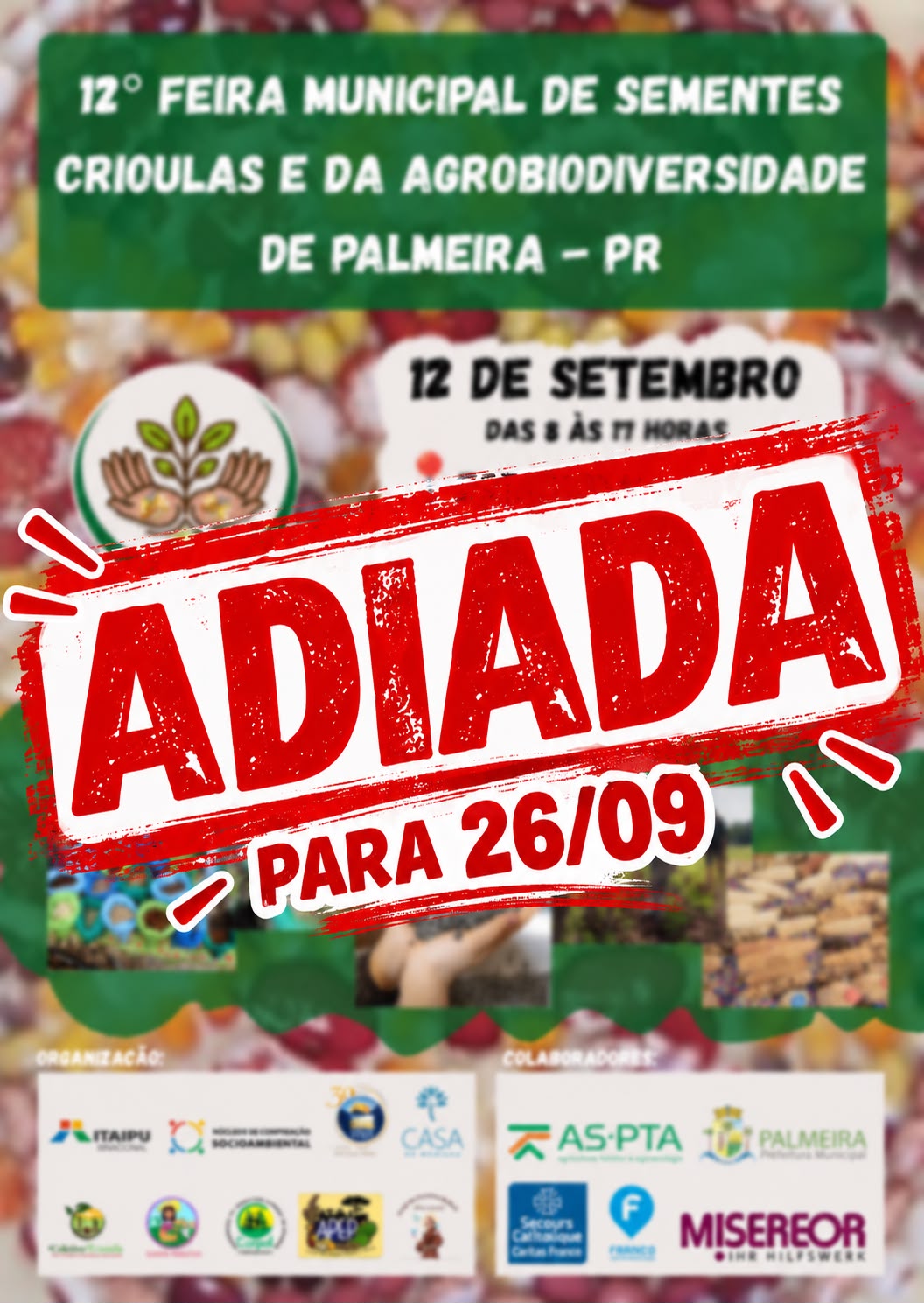 Palmeira recebe feira de sementes crioulas com produtos, cultura e tradição neste sábado