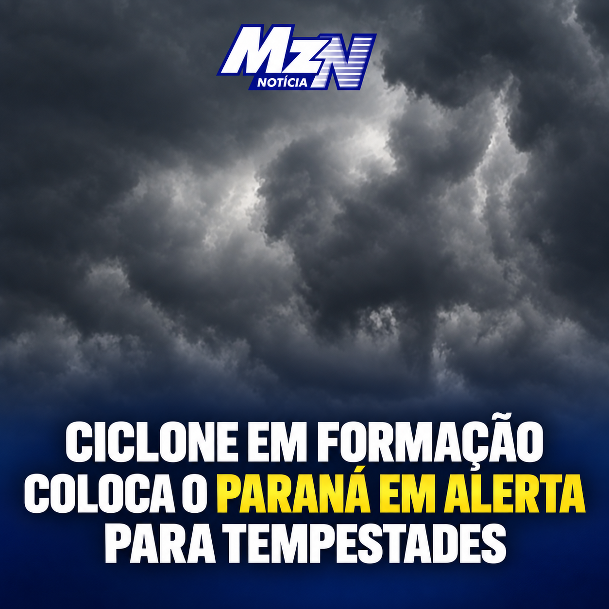 Ciclone em formação coloca 340 municípios do Paraná em alerta para tempestades