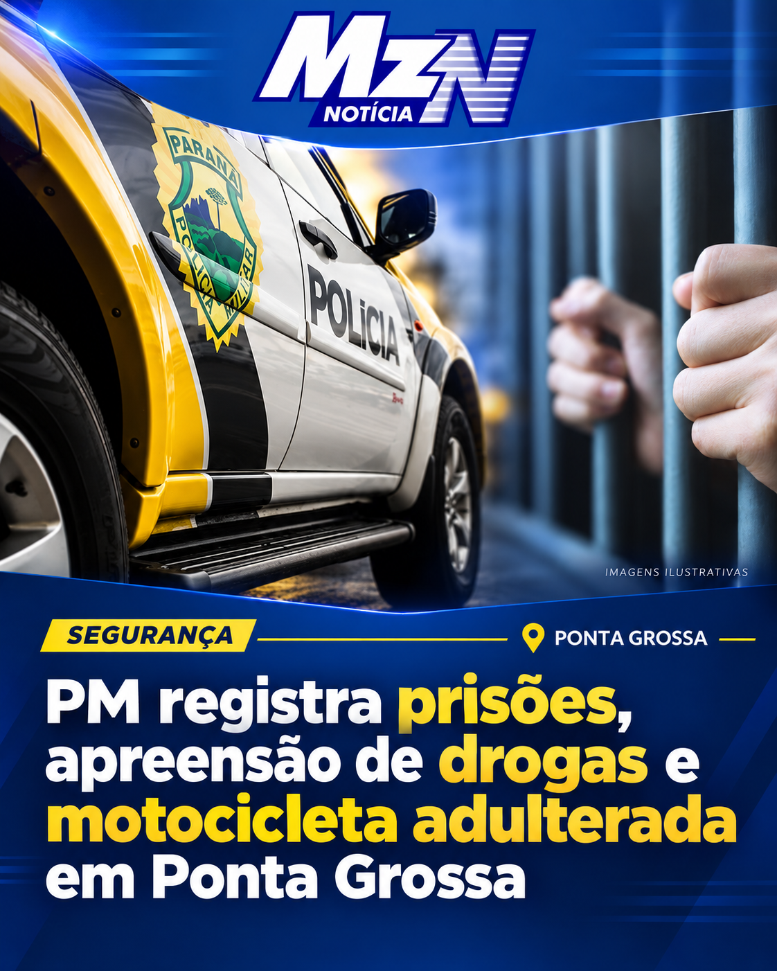 PM registra prisões, apreensão de drogas e motocicleta adulterada em Ponta Grossa