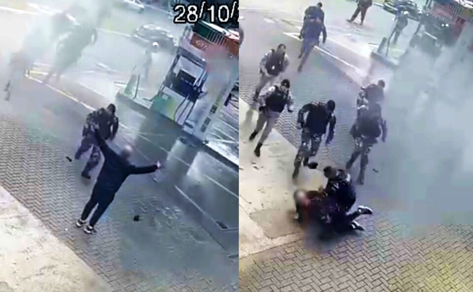 Homem ameaça incendiar posto de combustível em Curitiba e é imobilizado pela PM; veja o vídeo