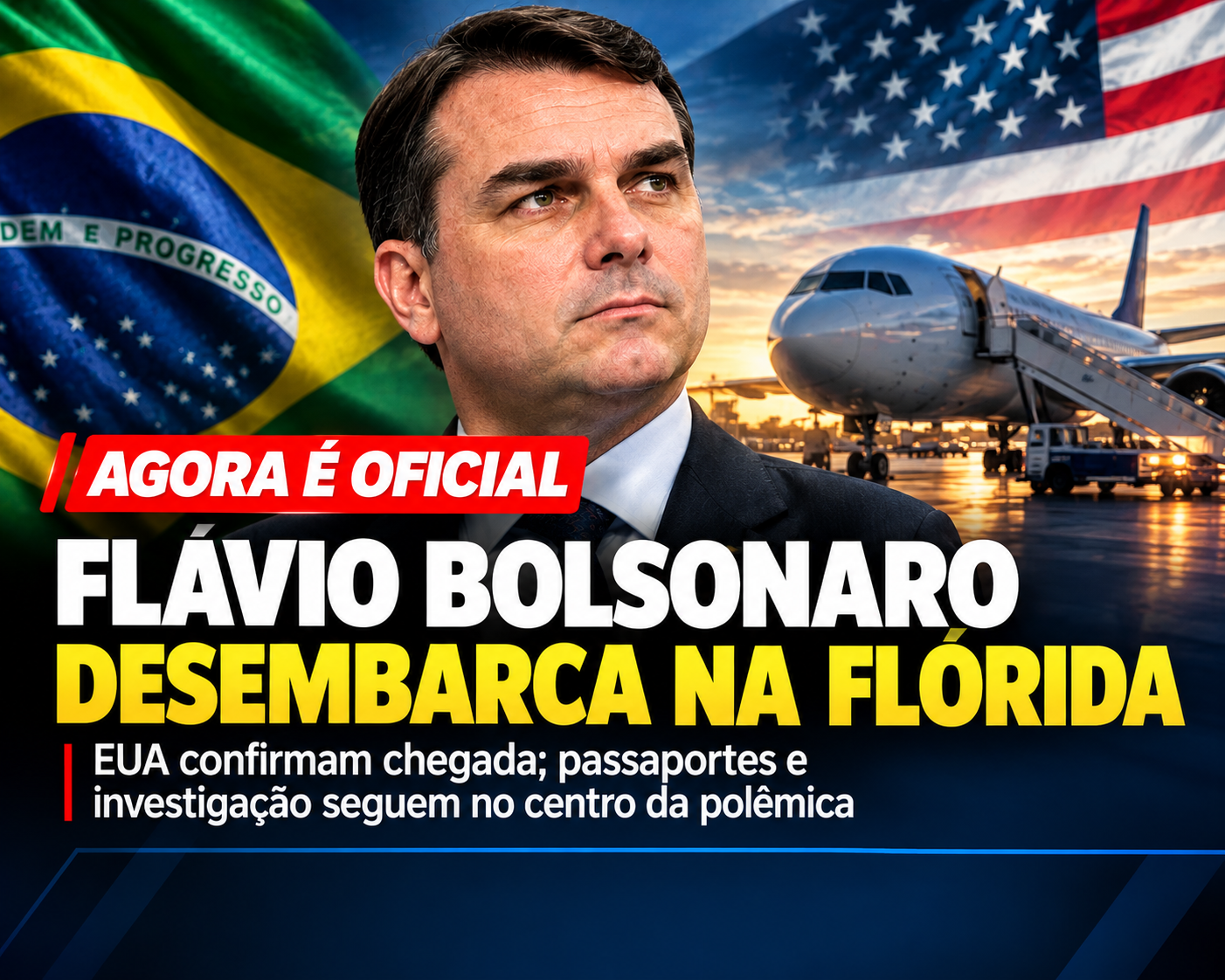 AUTORIDADE DOS EUA CONFIRMA: FLÁVIO BOLSONARO ESTÁ A CAMINHO DA FLÓRIDA