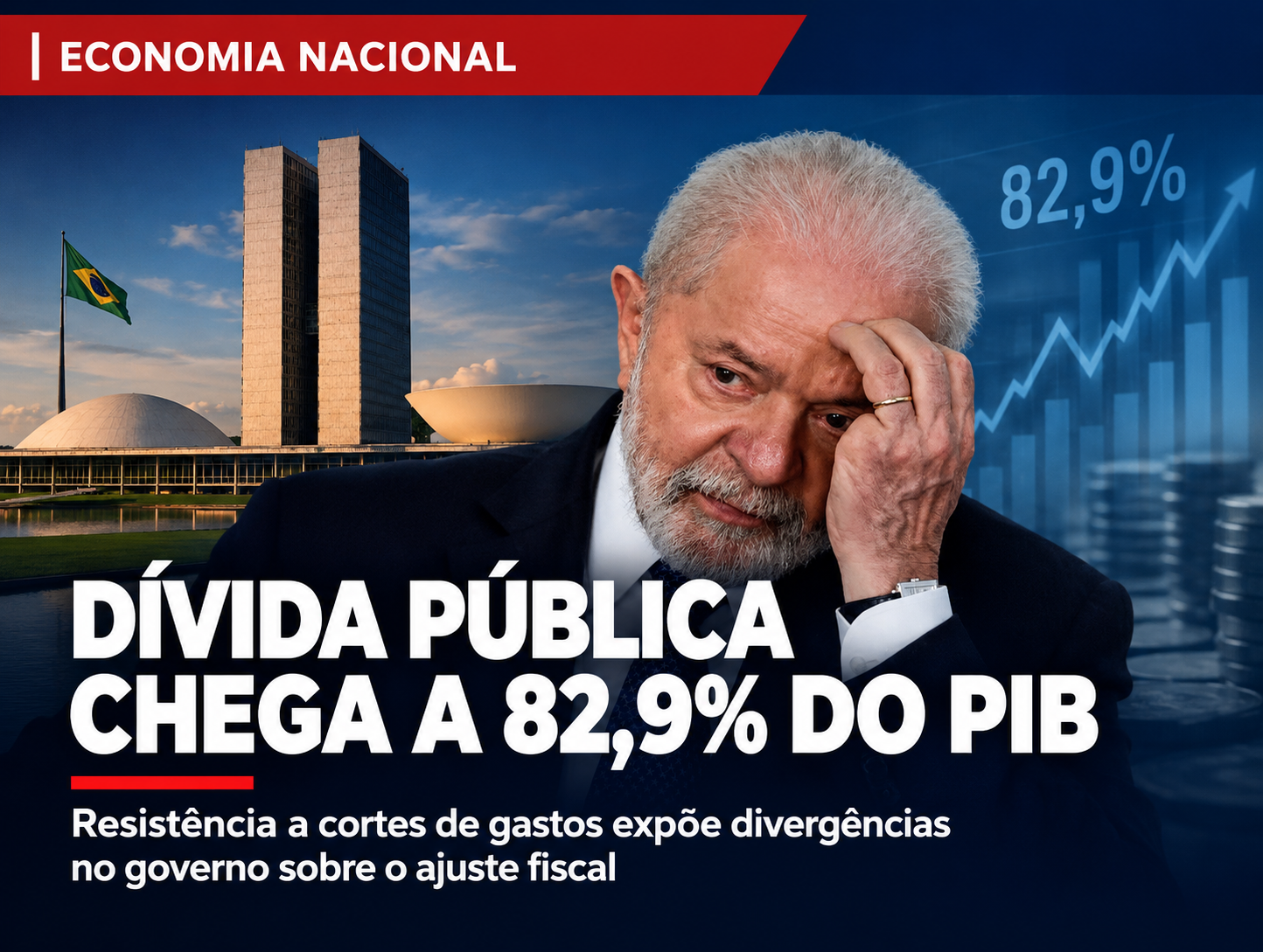 DÍVIDA PÚBLICA CHEGA A 82,9% DO PIB E EXPÕE DISPUTA SOBRE GASTOS NO GOVERNO LULA