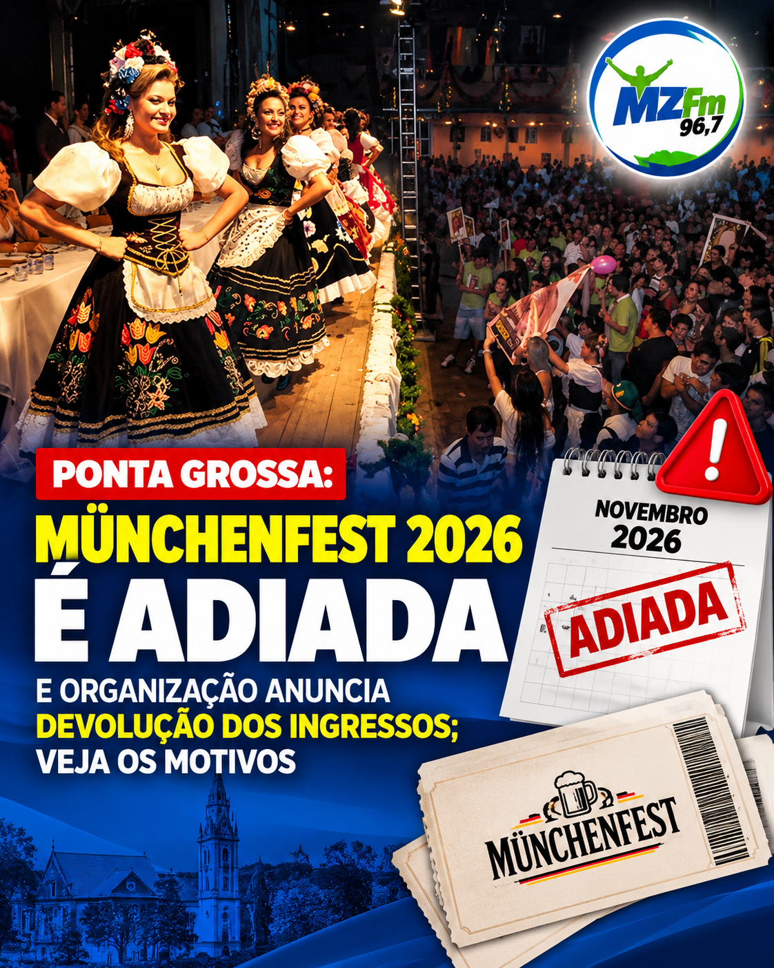 Ponta Grossa: Münchenfest 2026 é adiada e organização anuncia devolução dos ingressos; veja os motivos
