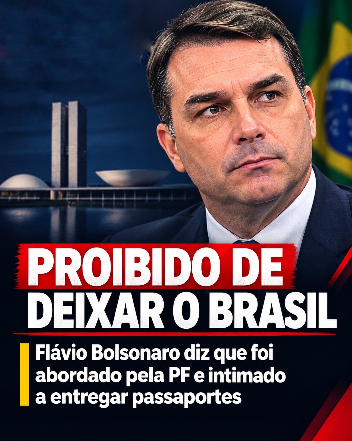 PROIBIDO DE DEIXAR O BRASIL: Flávio Bolsonaro diz que foi abordado pela PF e intimado a entregar passaportes