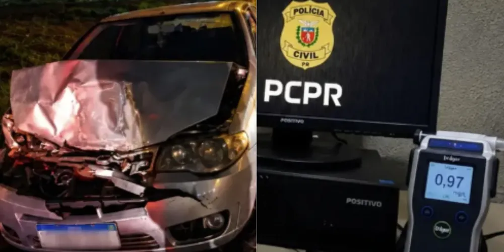 Motorista embriagado é preso após colidir contra ônibus estacionado em Ponta Grossa