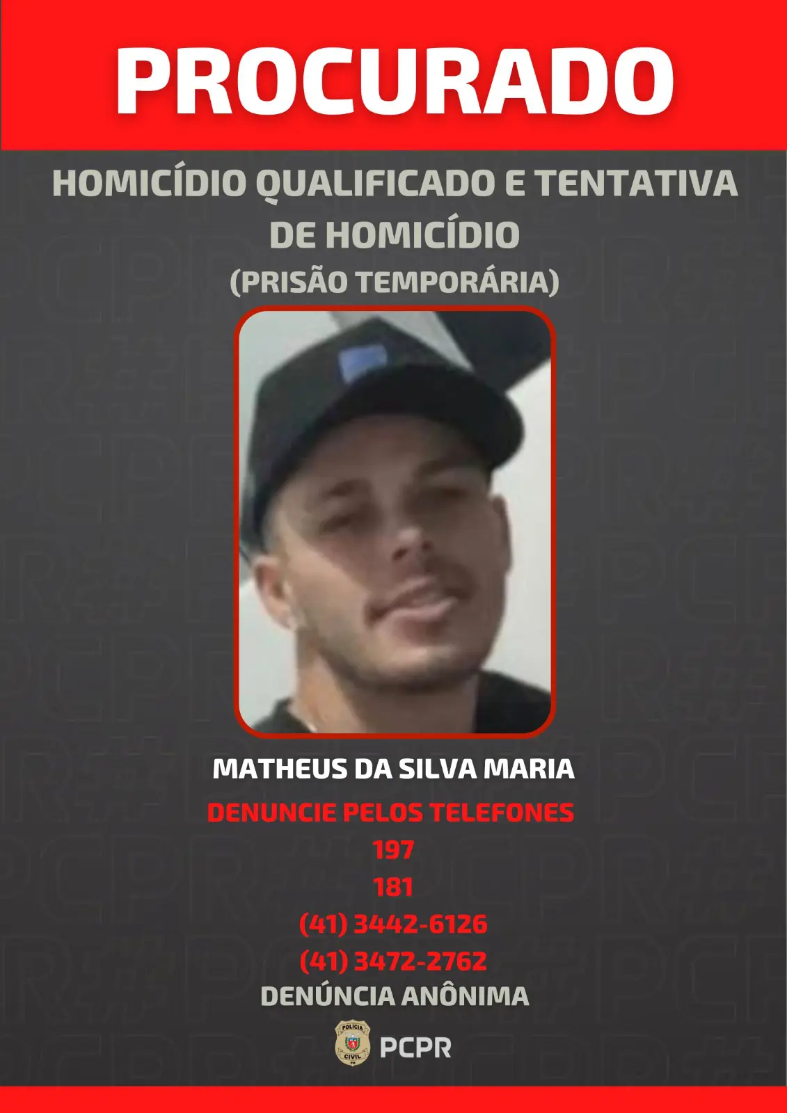 Polícia procura homem suspeito de matar uma pessoa e participar de três tentativas de homicídio no Paraná
