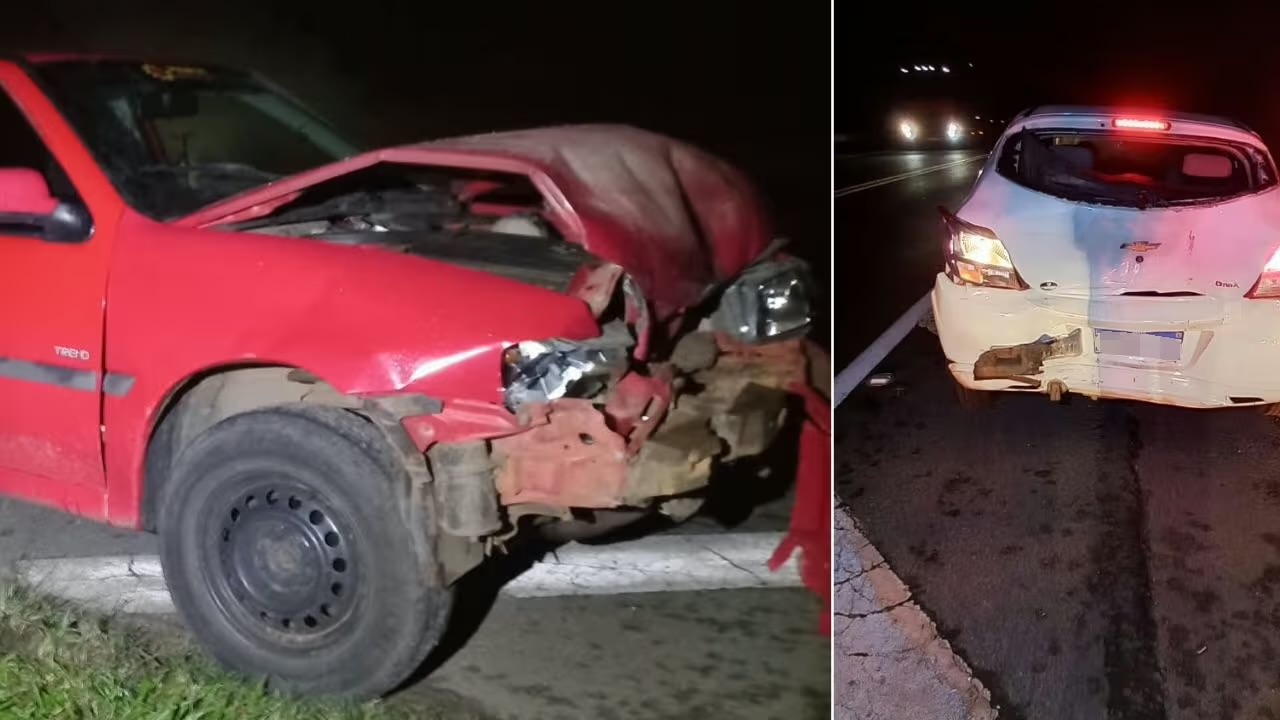 Acidente na PR-092 envolve dois carros e caminhão e deixa mulher ferida em Jaguariaíva