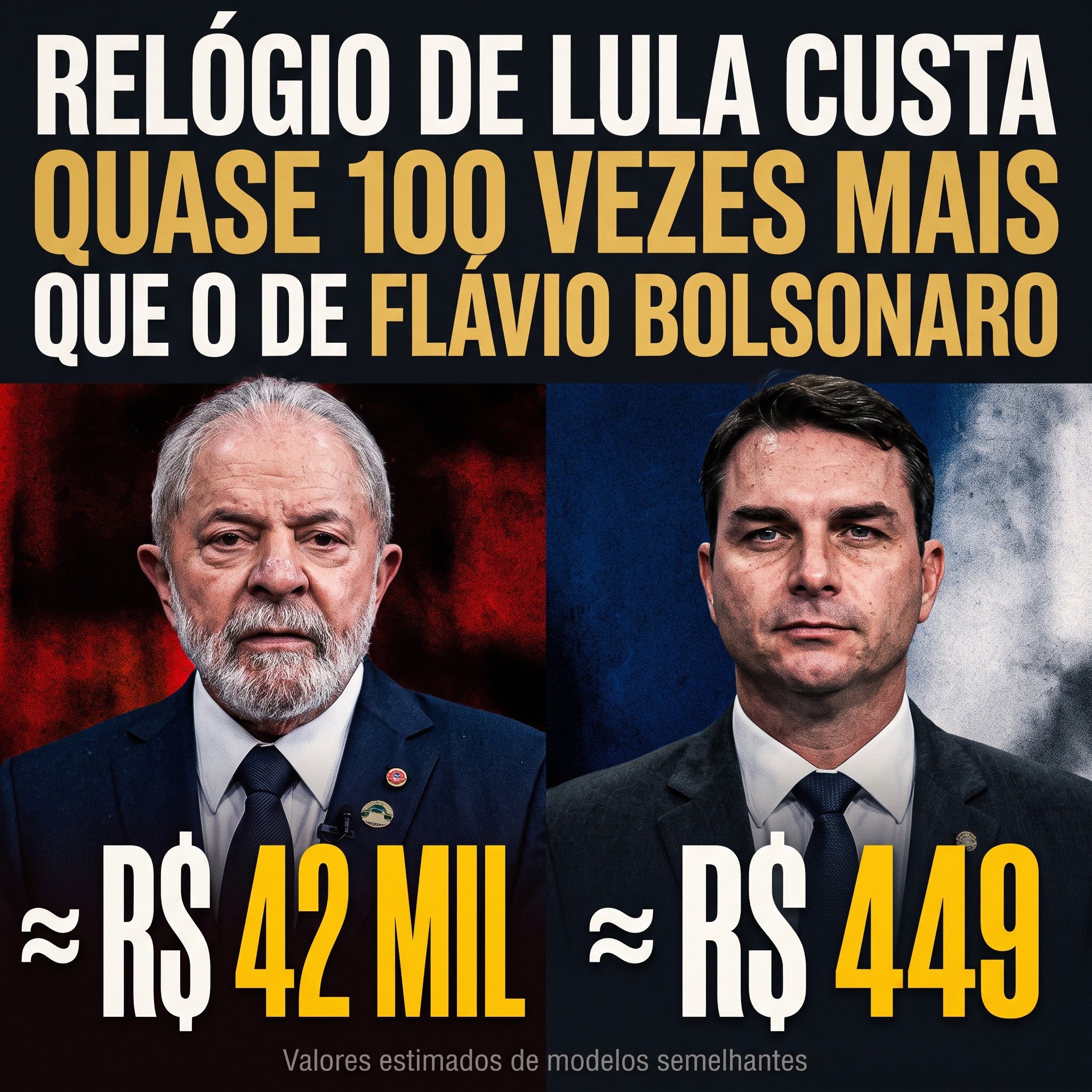 RELÓGIO DE LULA CUSTA QUASE 100 VEZES MAIS QUE O DE FLÁVIO BOLSONARO