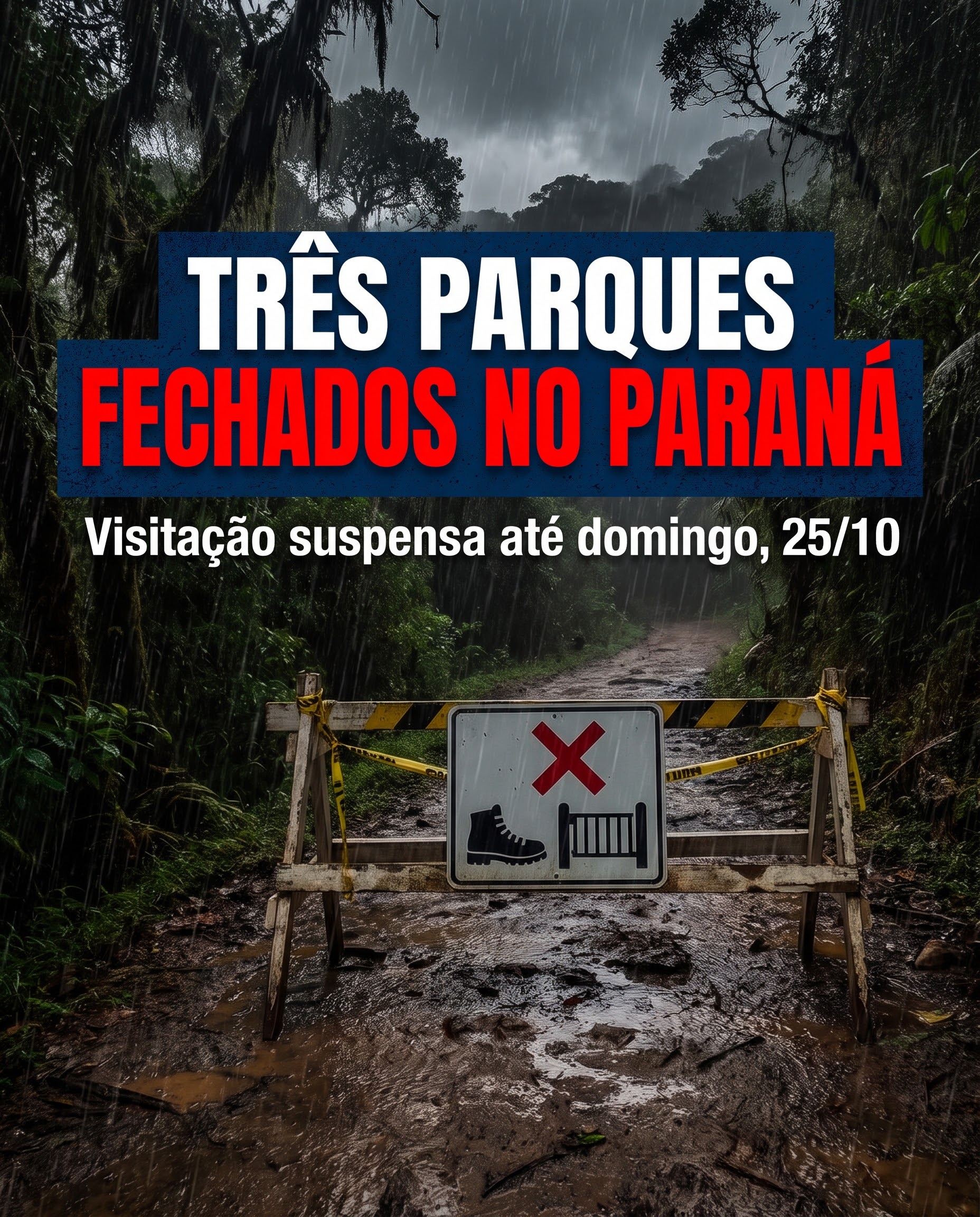 Três parques estaduais do Paraná fecham neste fim de semana por risco de temporais
