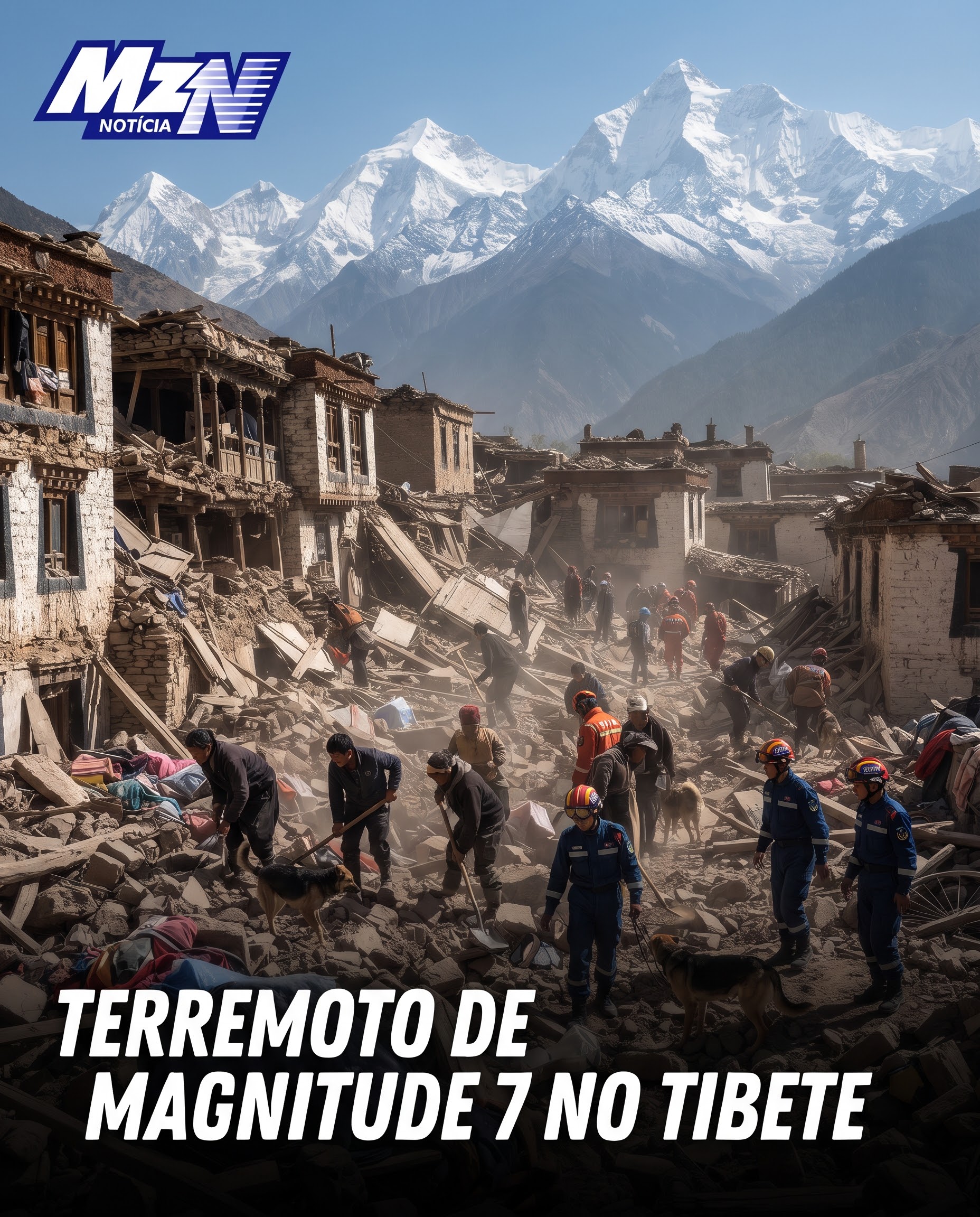 Terremoto de magnitude 7 atinge o Tibete, deixa mortos e destrói centenas de construções