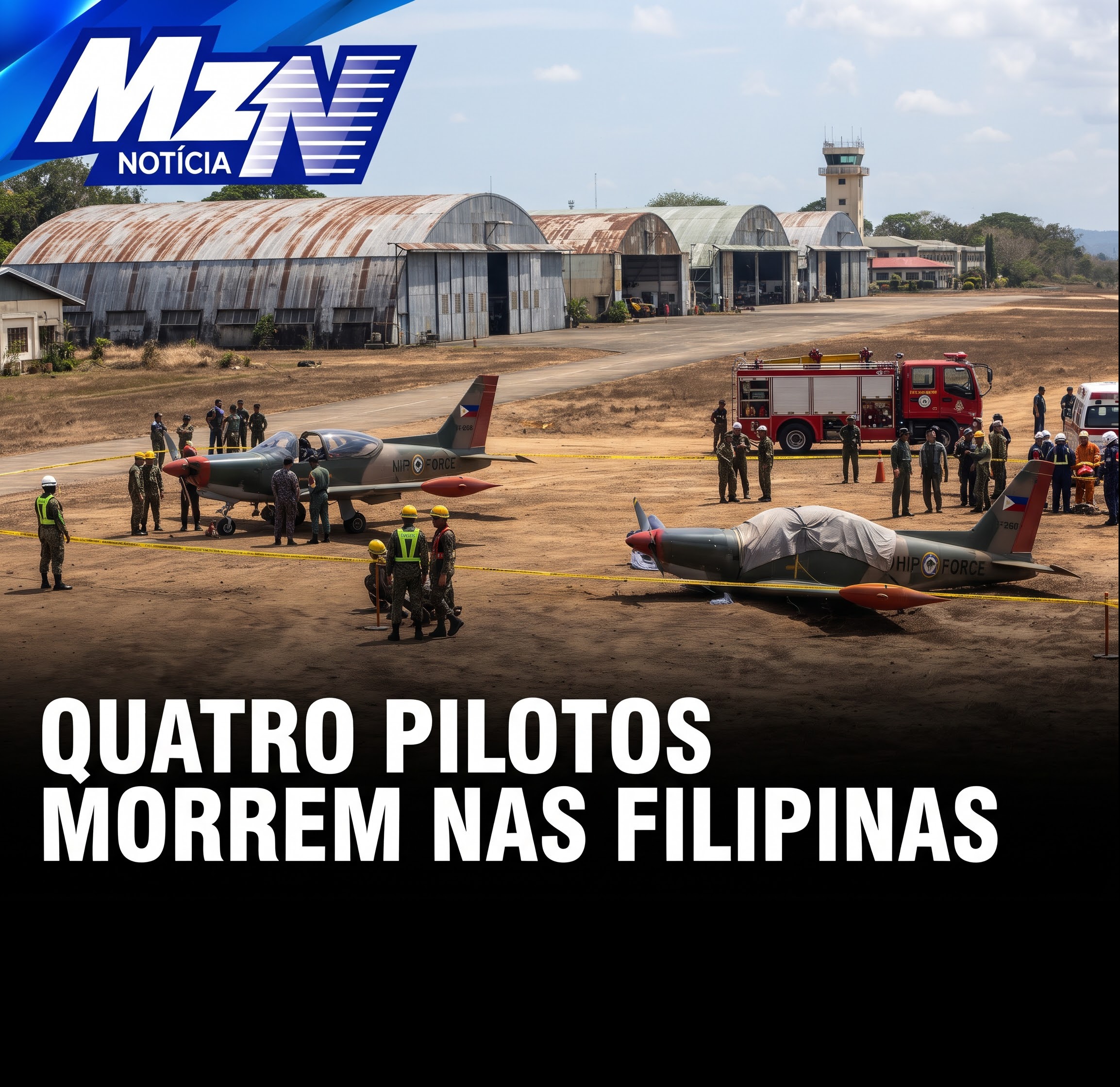 Quatro pilotos morrem após queda de duas aeronaves militares durante treinamento nas Filipinas