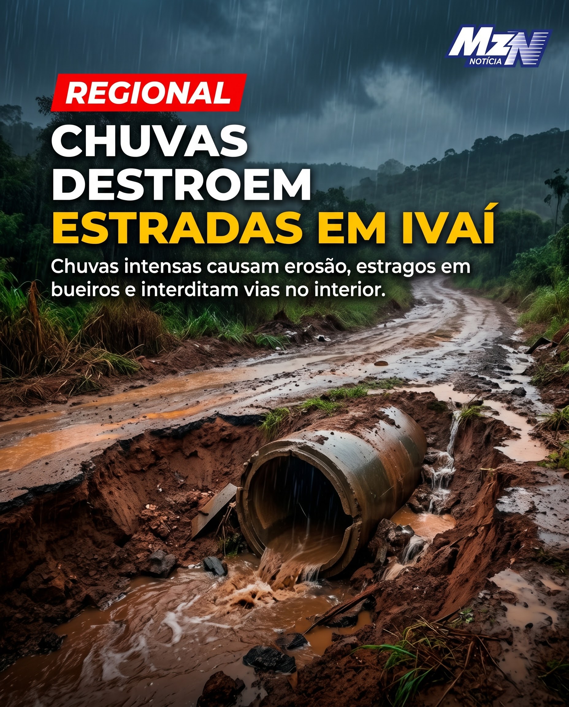 CHUVAS DESTROEM ESTRADAS E DEIXAM FAMÍLIAS ISOLADAS NOS CAMPOS GERAIS