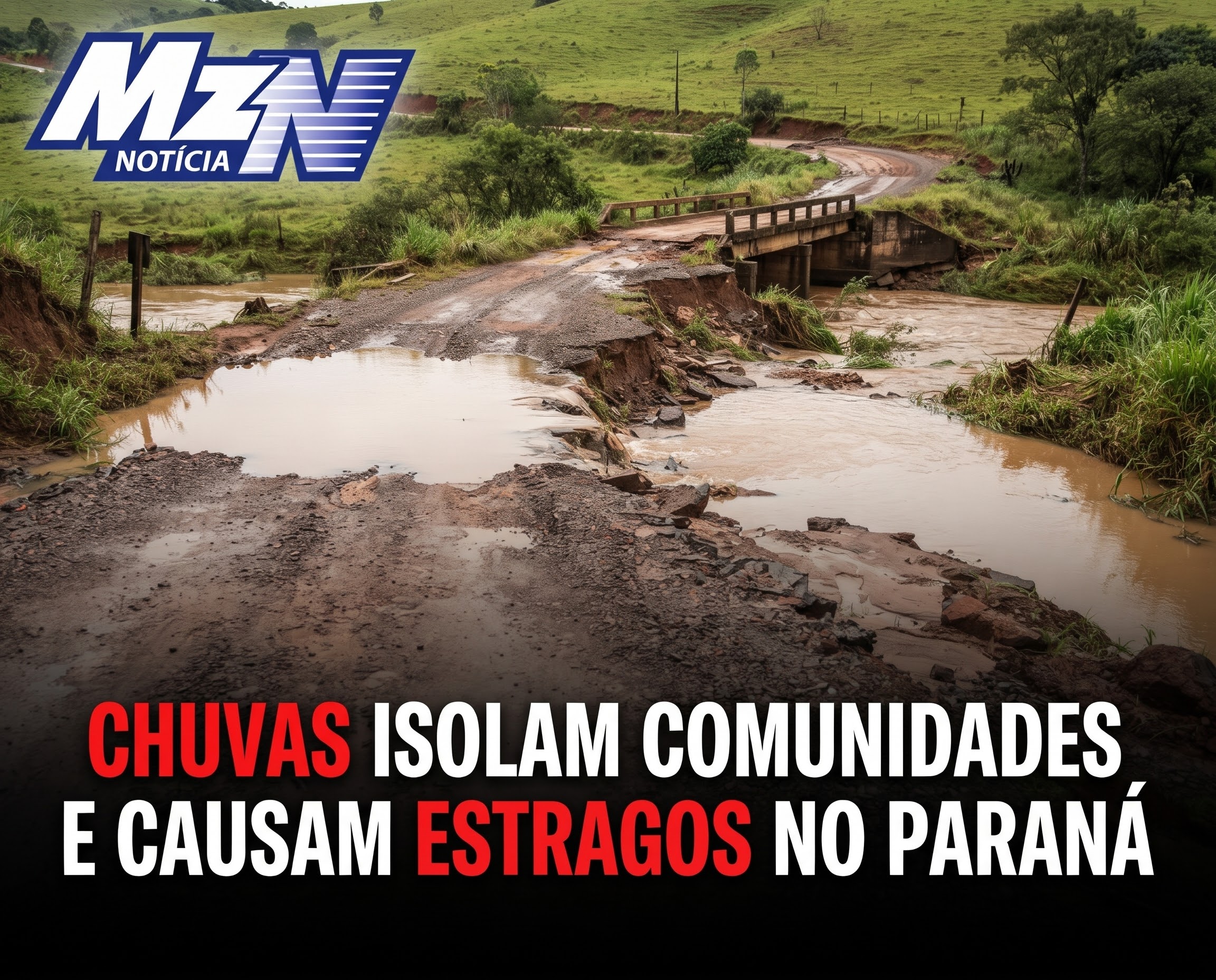 Chuvas deixam comunidades isoladas e provocam estragos em cidades dos Campos Gerais e Centro-Sul do Paraná