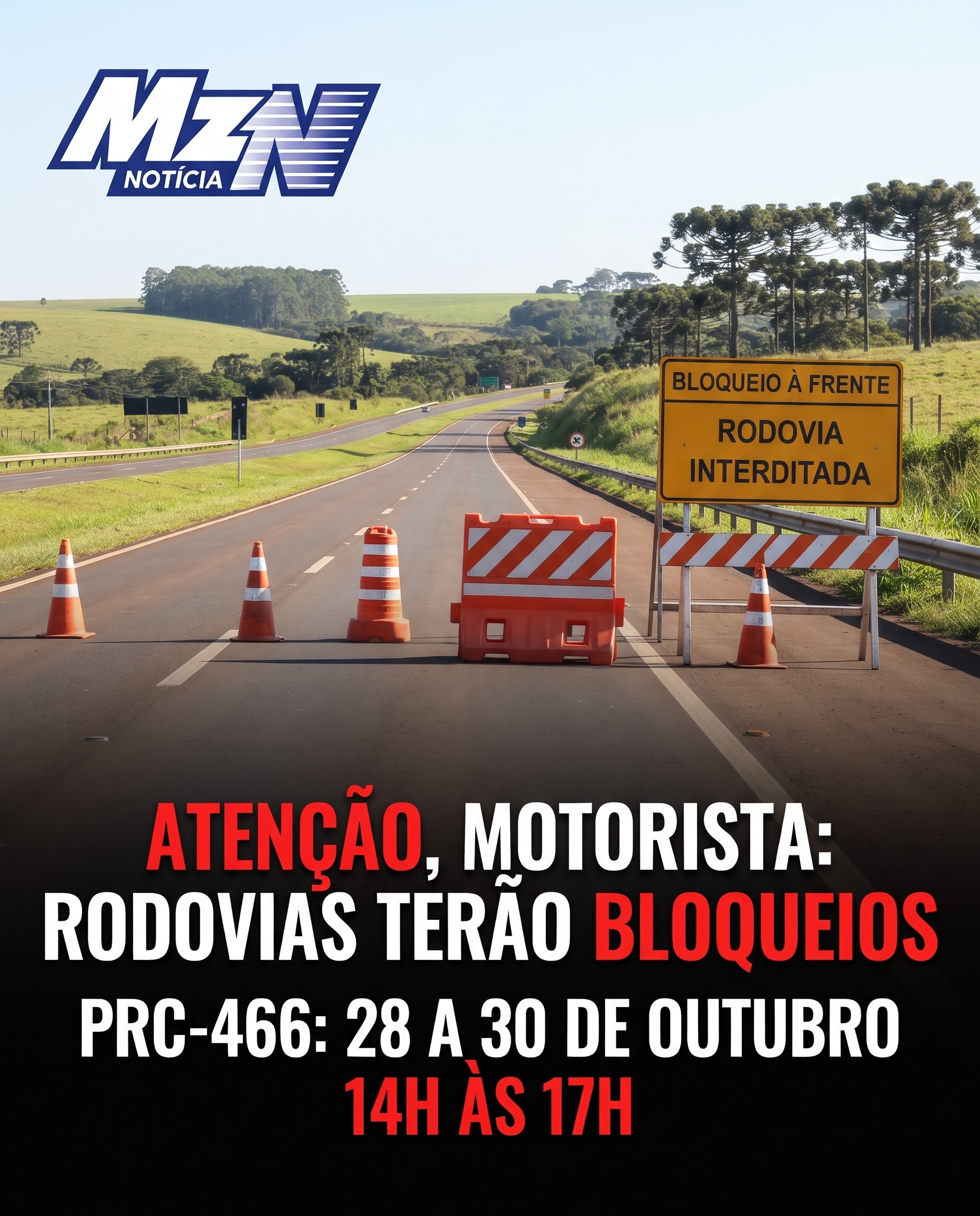 PR-170 segue interditada e obras vão bloquear trecho da PRC-466 entre quarta e sexta-feira
