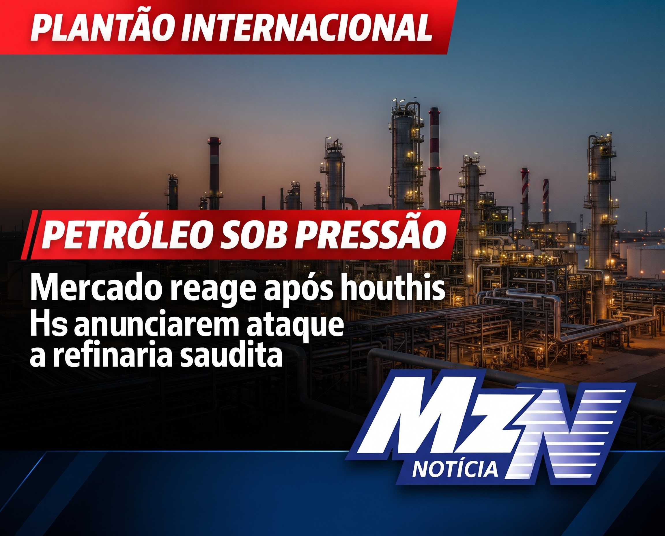 PETRÓLEO DISPARA APÓS HOUTHIS ANUNCIAREM ATAQUE A REFINARIA DA ARÁBIA SAUDITA