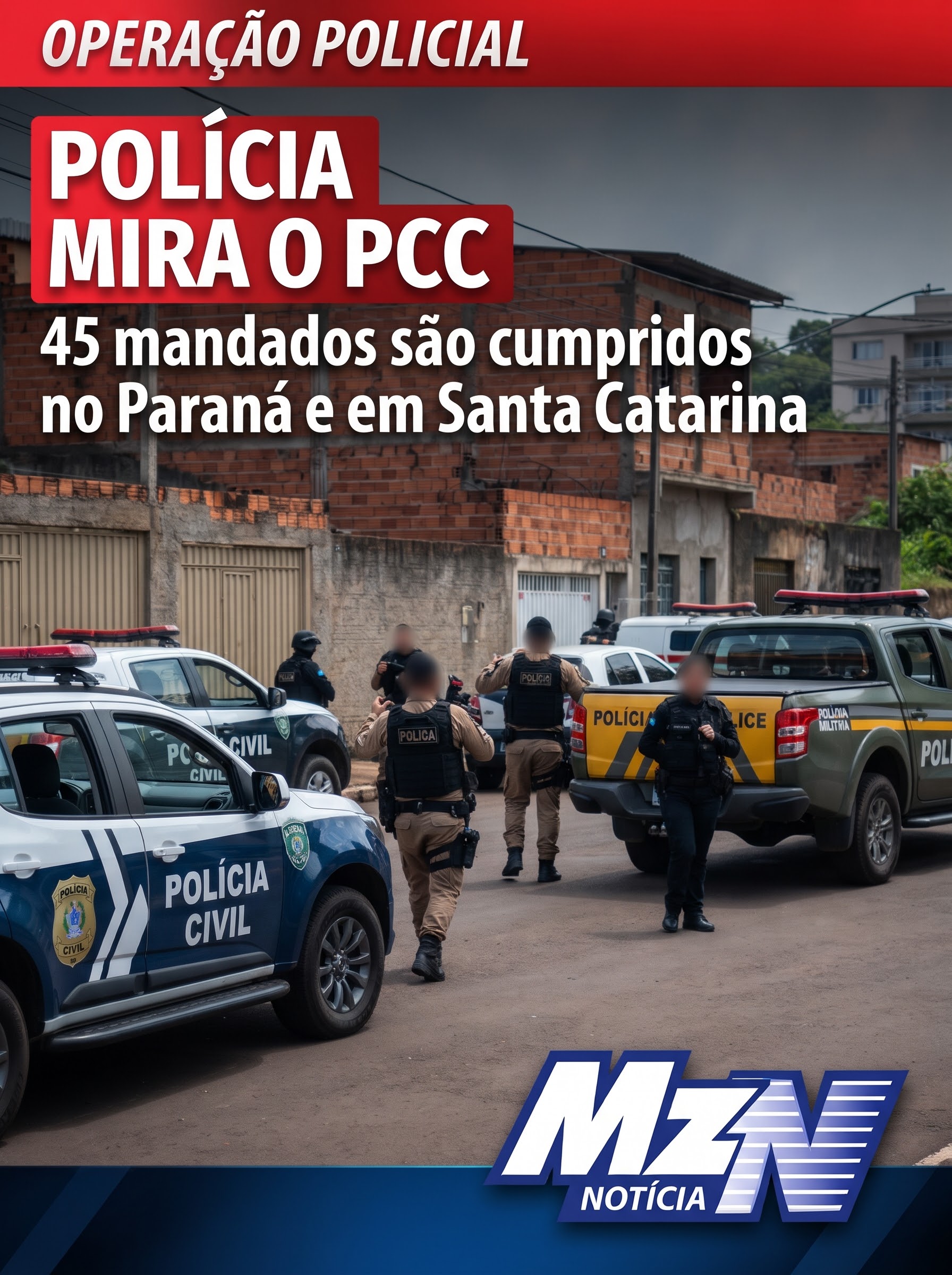 OPERAÇÃO CONTRA O PCC CUMPRE 45 MANDADOS NO PARANÁ E EM SANTA CATARINA