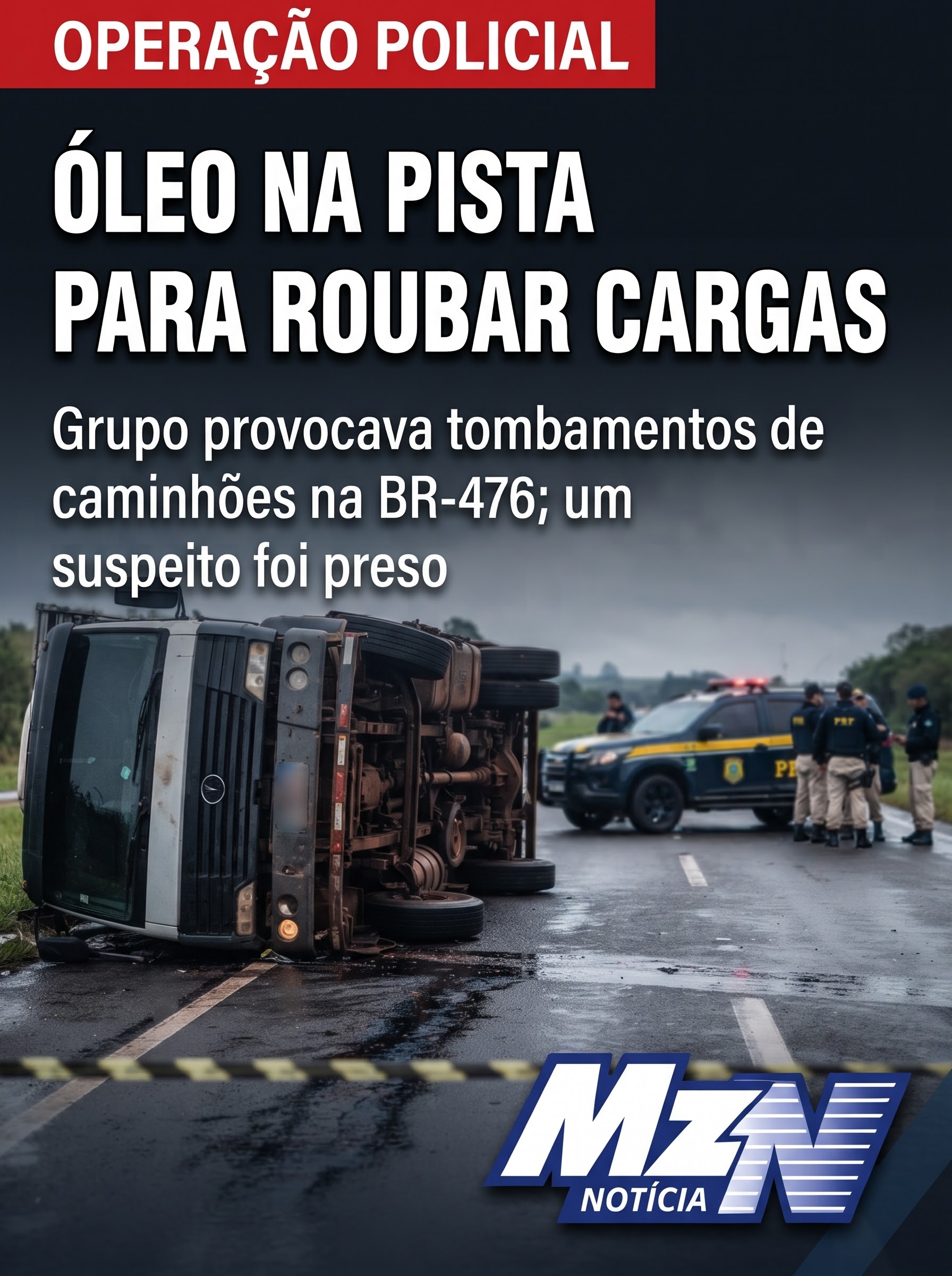 Grupo jogava óleo em rodovia para provocar tombamentos de caminhões e roubar cargas no Paraná