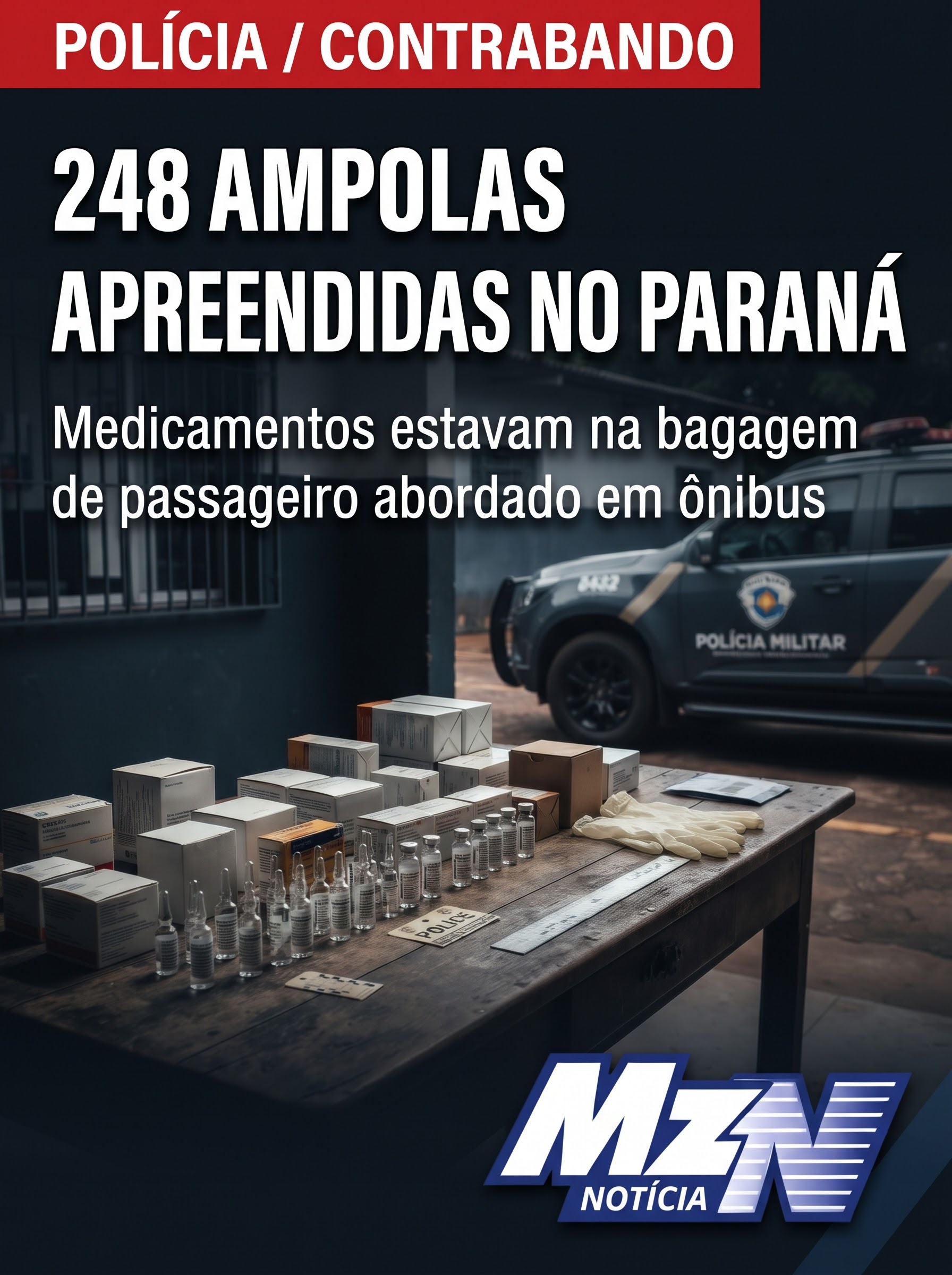 Polícia apreende 248 ampolas de medicamento emagrecedor dentro de ônibus no Paraná